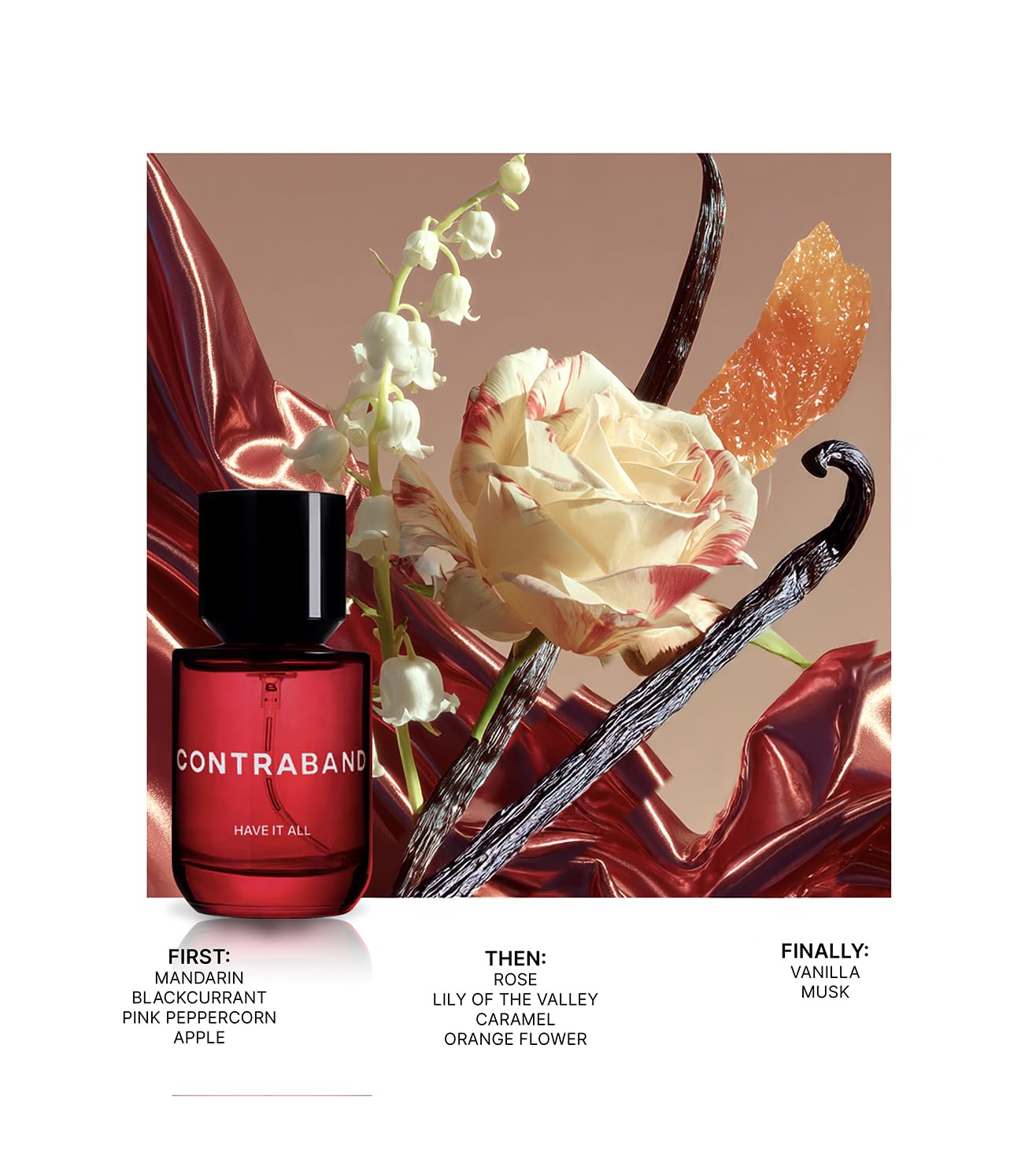 Contraband Eau de Parfum Have It All, Unisex Vanilla Musky Floral Fruity Fragrance, Warm Floral Notes - back view (12)
