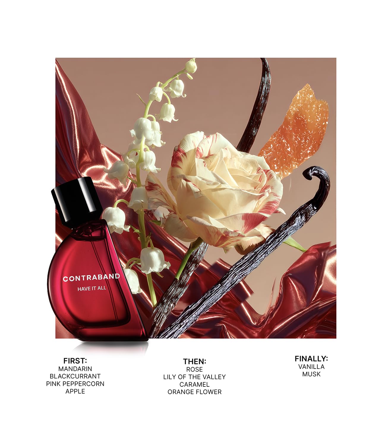Contraband Eau de Parfum Have It All, Unisex Vanilla Musky Floral Fruity Fragrance, Warm Floral Notes - back view (16)