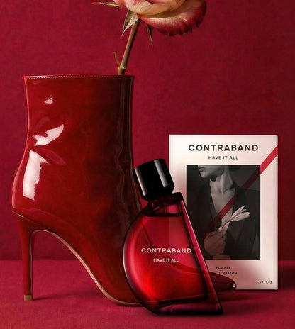 Contraband Eau de Parfum Have It All, Unisex Vanilla Musky Floral Fruity Fragrance, Warm Floral Notes - front view (19)