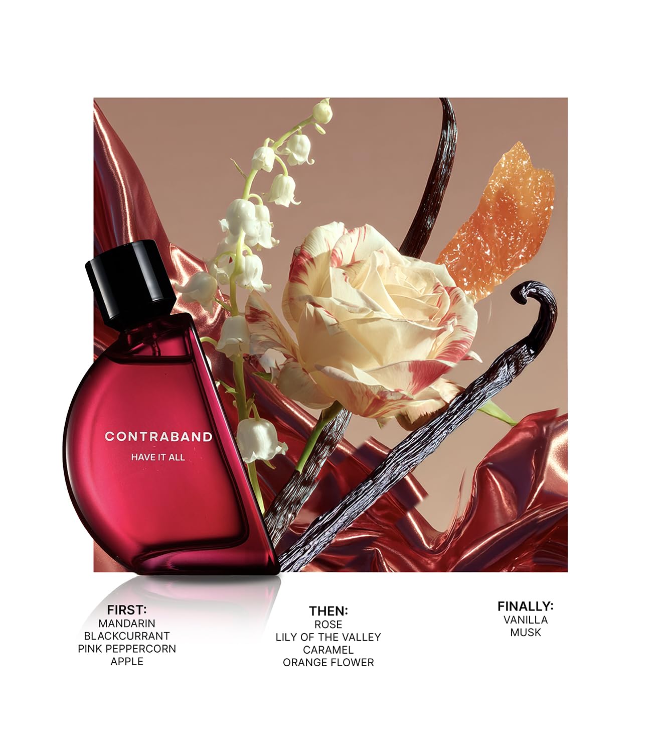 Contraband Eau de Parfum Have It All, Unisex Vanilla Musky Floral Fruity Fragrance, Warm Floral Notes - back view (20)