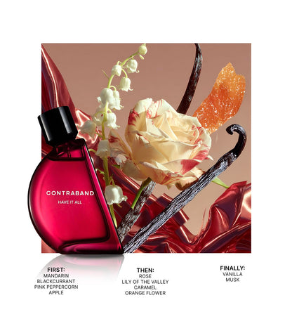 Contraband Eau de Parfum Have It All, Unisex Vanilla Musky Floral Fruity Fragrance, Warm Floral Notes - back view (20)