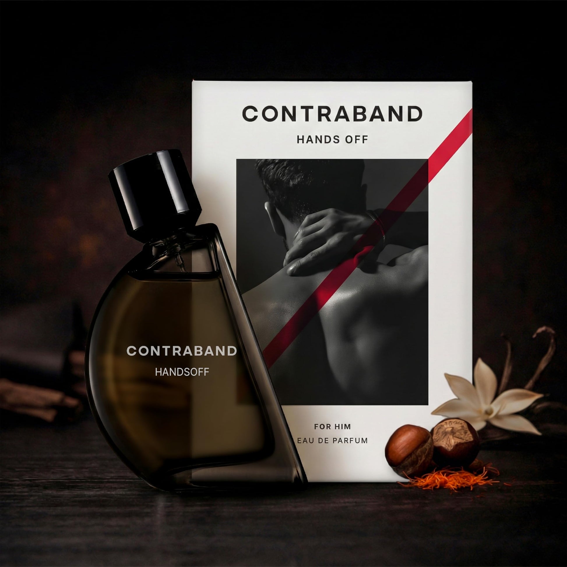 Contraband Hands Off Eau de Parfum for Men, Leather Oud Amber Fragrance, Long Lasting Spray Perfume - front view (16)
