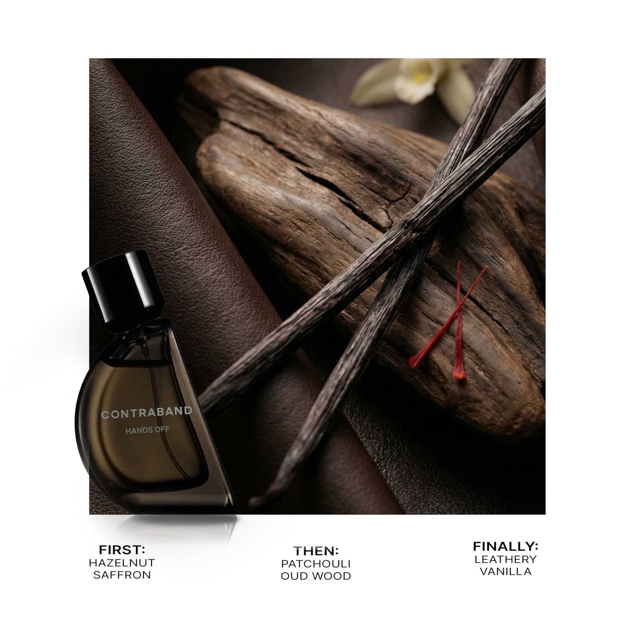 Contraband Hands Off Eau De Parfum for Men, Leather Oud Patchouli & Vanilla Notes, Eau de Parfum Spray - back view (14)