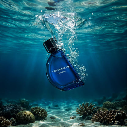 Contraband You Again Eau de Parfum, Unisex Aquatic Musk and Amber Fragrance - label detail