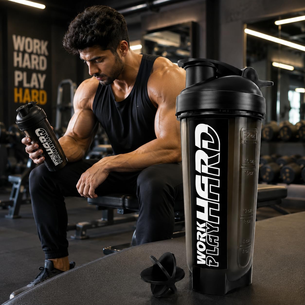COOL INDIANS Protein Shaker Bottle with Mixing Ball & Wrist Support Band, 300g, Modern Style - ingredients panel (13)