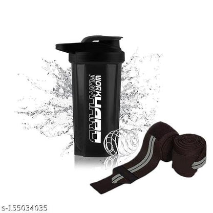COOL INDIANS Protein Shaker Bottle with Mixing Ball & Wrist Support Band, 300g, Modern Style - front view