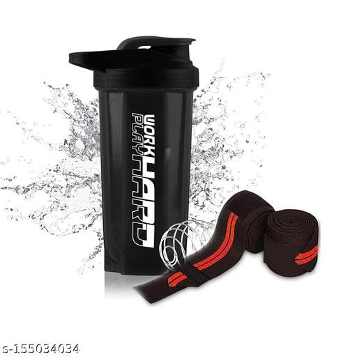 COOL INDIANS Protein Shaker Bottle with Mixing Ball & Wrist Support Band, 300g, Modern Style - front view (22)