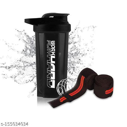 COOL INDIANS Protein Shaker Bottle with Mixing Ball & Wrist Support Band, 300g, Modern Style - front view (22)