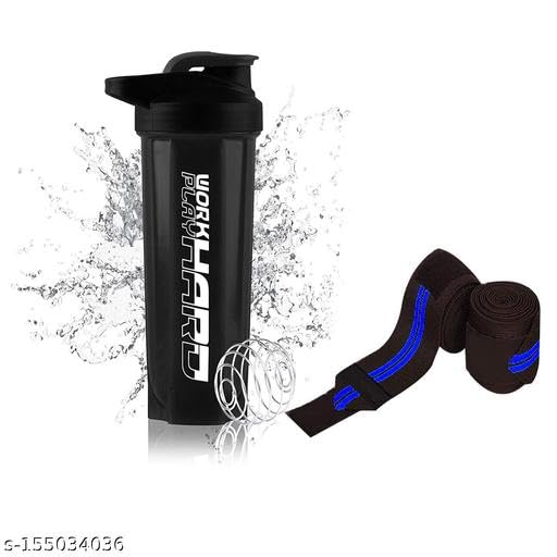 COOL INDIANS Protein Shaker Bottle with Mixing Ball & Wrist Support Band, 300g, Modern Style - front view (9)