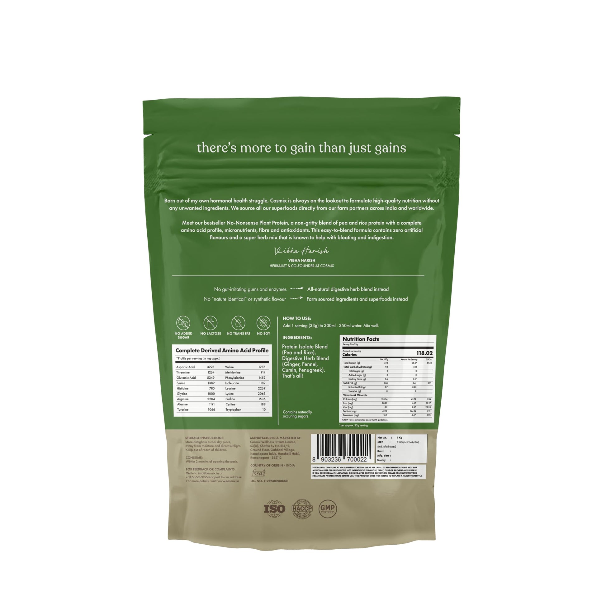 cosmix No-Nonsense Plant Protein, 500g, Chikamagalur Mocha, Pea & Rice Isolate, Vegan Formula - size and scale (41)