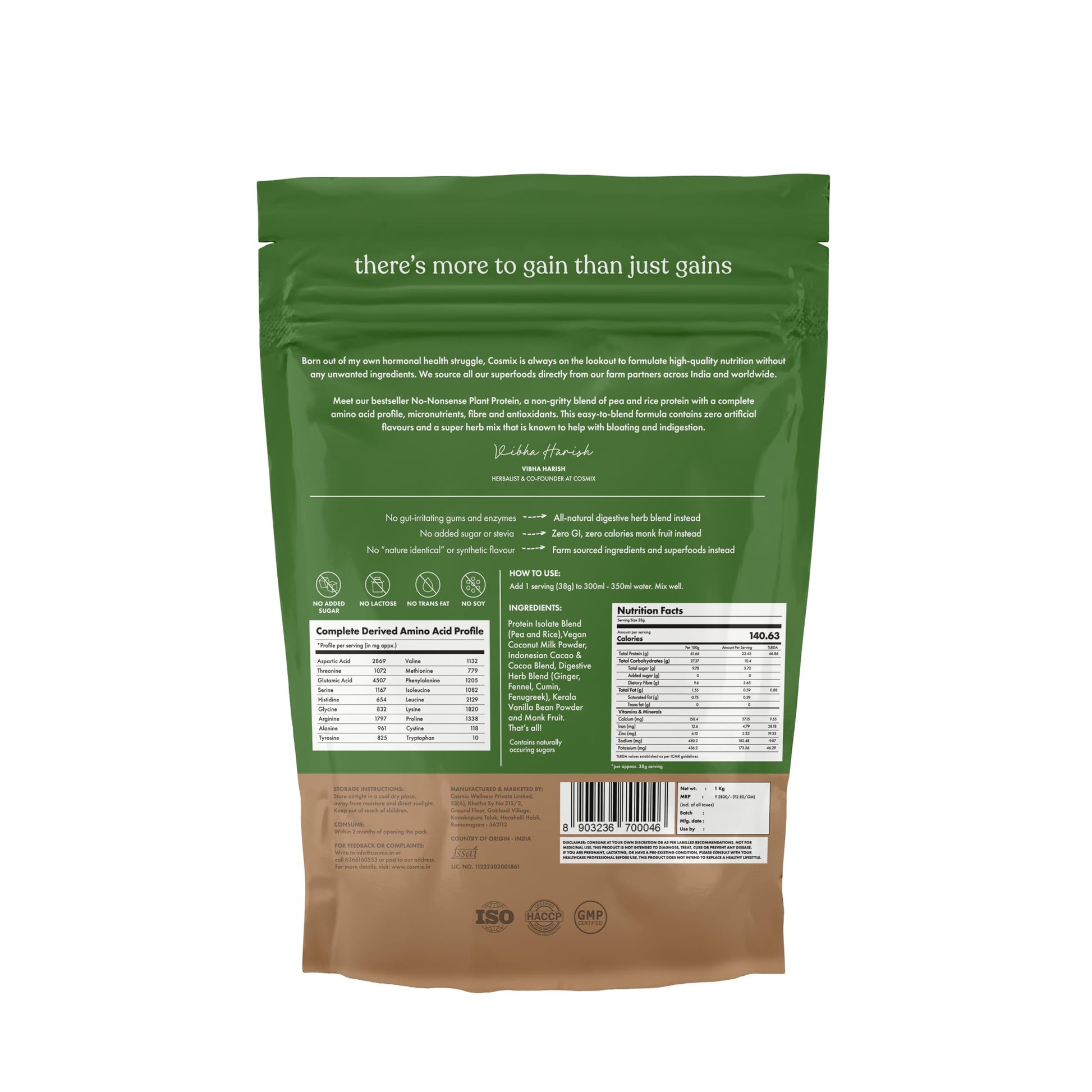 cosmix No-Nonsense Plant Protein, 500g, Chikamagalur Mocha, Pea & Rice Isolate, Vegan Formula - size and scale (47)