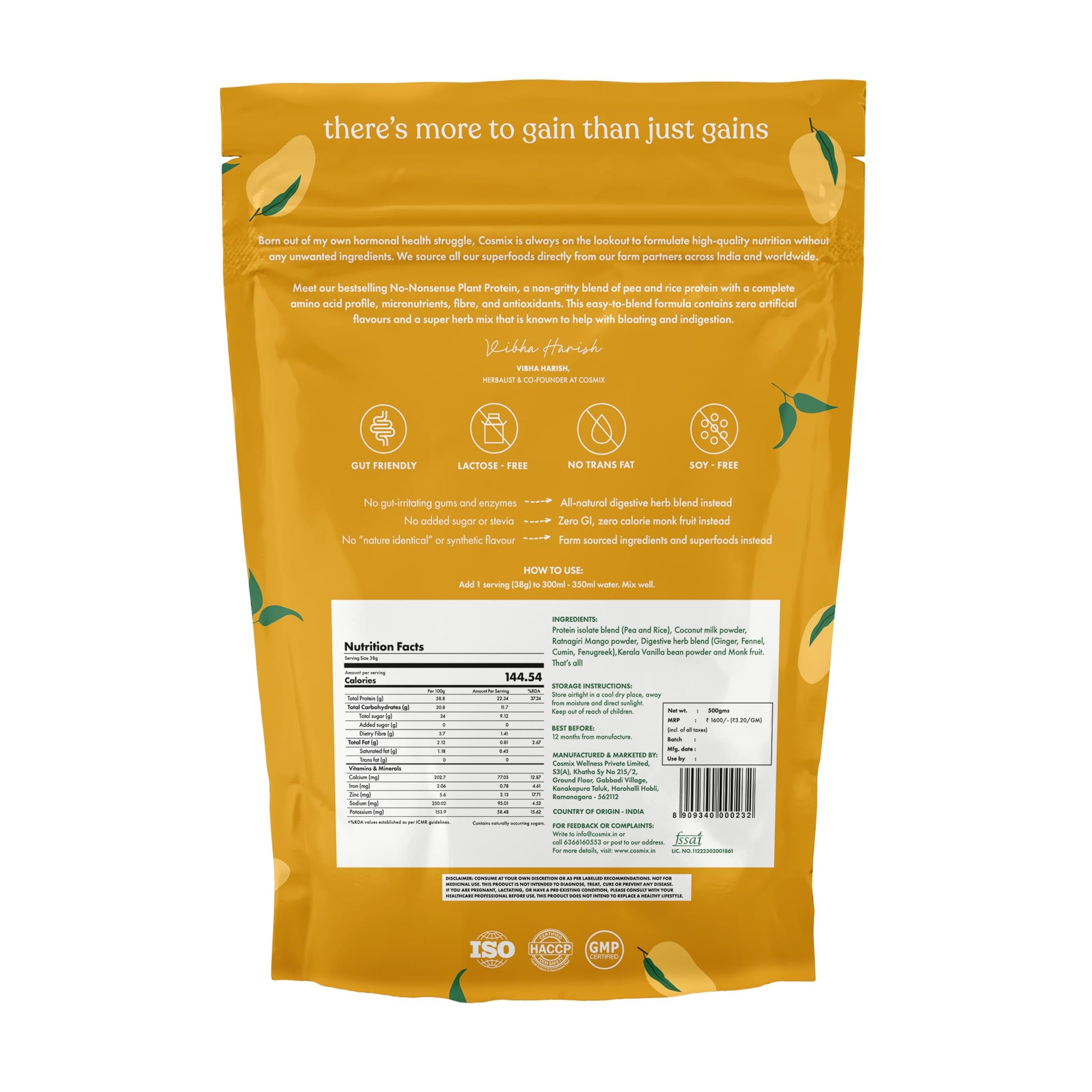 cosmix No-Nonsense Plant Protein, 500g, Chikamagalur Mocha, Pea & Rice Isolate, Vegan Formula - size and scale (73)