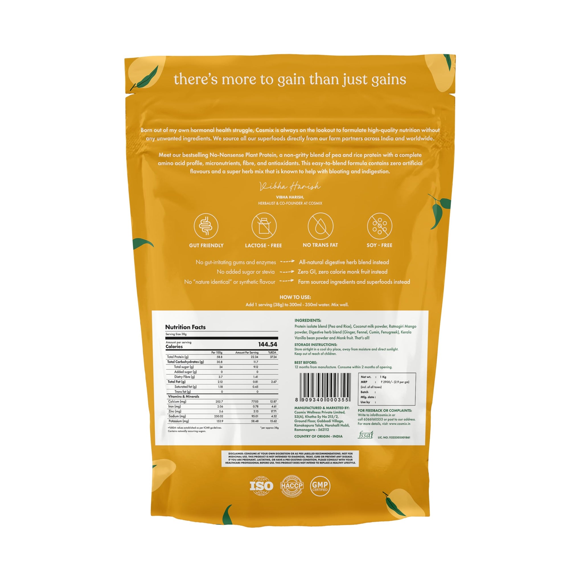 cosmix No-Nonsense Plant Protein, 500g, Chikamagalur Mocha, Pea & Rice Isolate, Vegan Formula - size and scale (76)