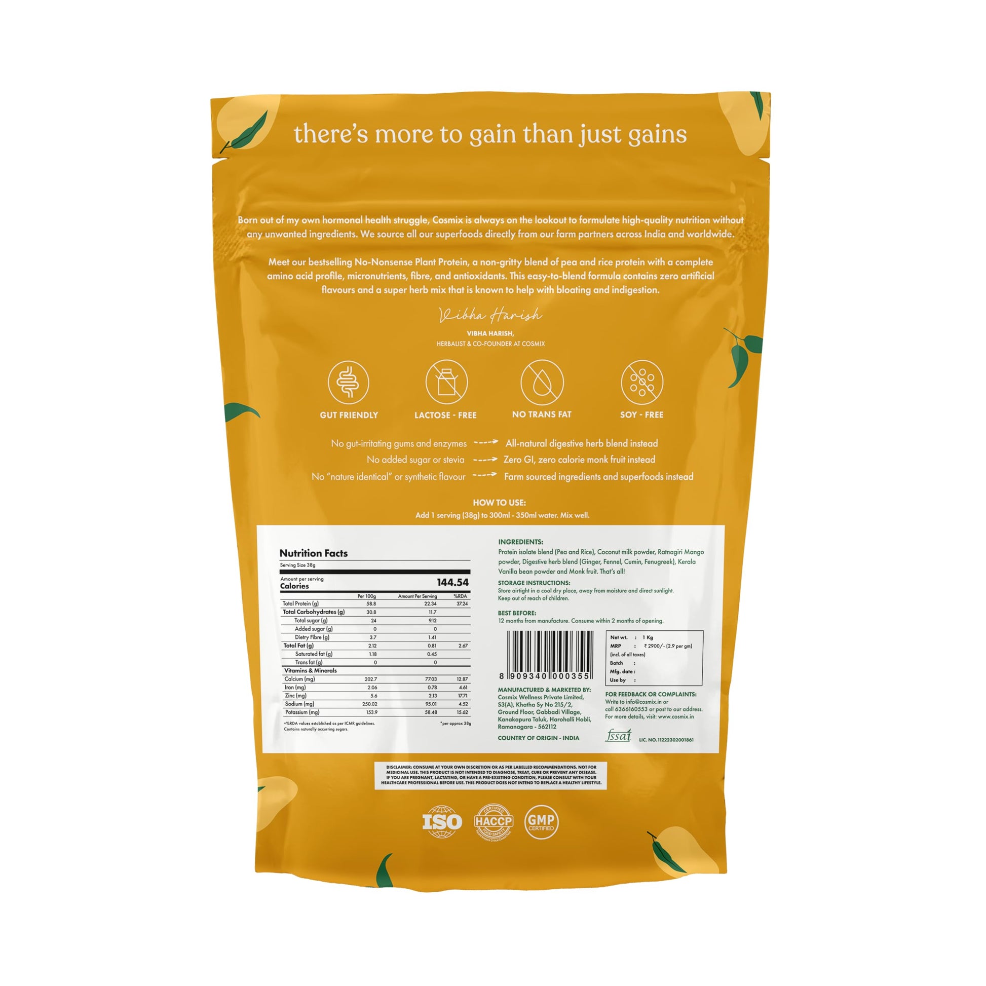 cosmix No-Nonsense Plant Protein, 500g, Chikamagalur Mocha, Pea & Rice Isolate, Vegan Formula - size and scale (76)