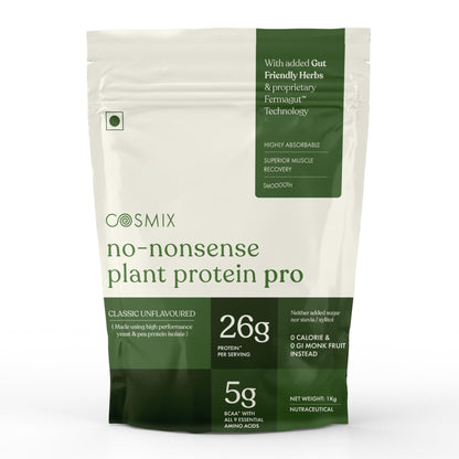Cosmix No-Nonsense Plant Protein PRO, Vegan Protein Blend Powder with Yeast and Pea Protein, 24g per Serving (45)