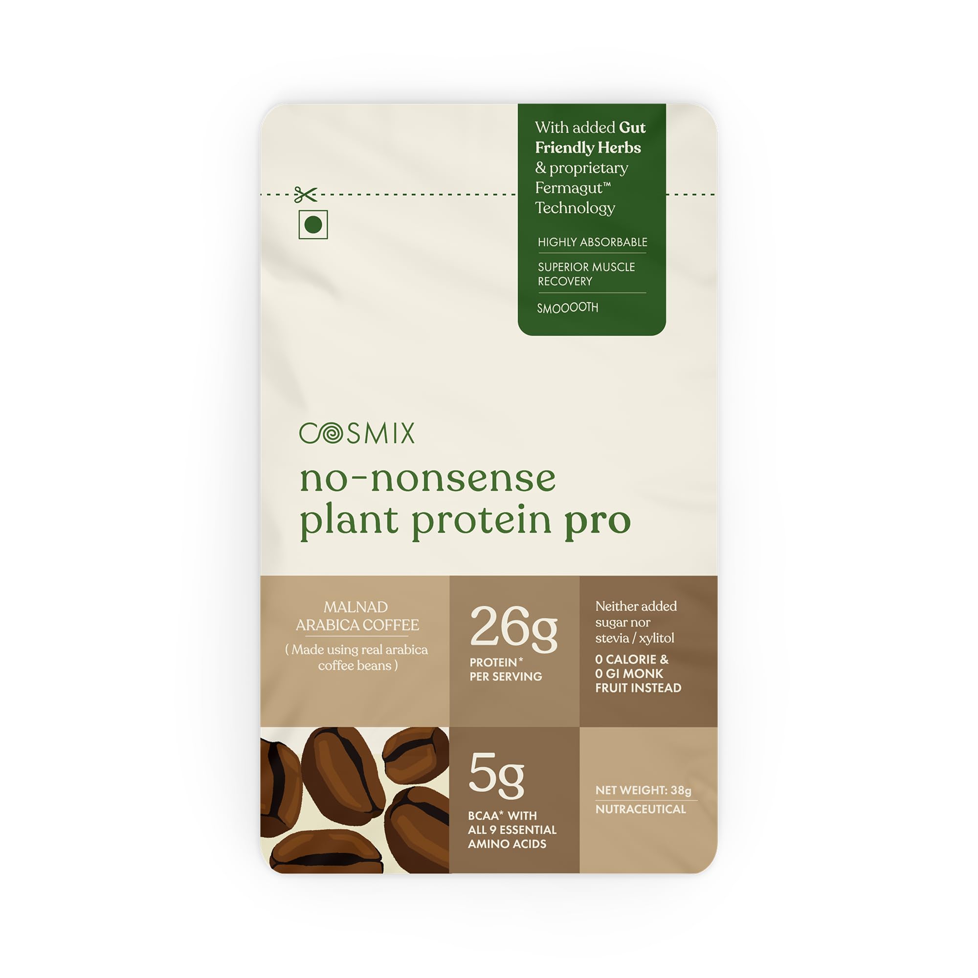 Cosmix No-Nonsense Plant Protein PRO, Vegan Protein Blend Powder with Yeast and Pea Protein, 24g per Serving (47)