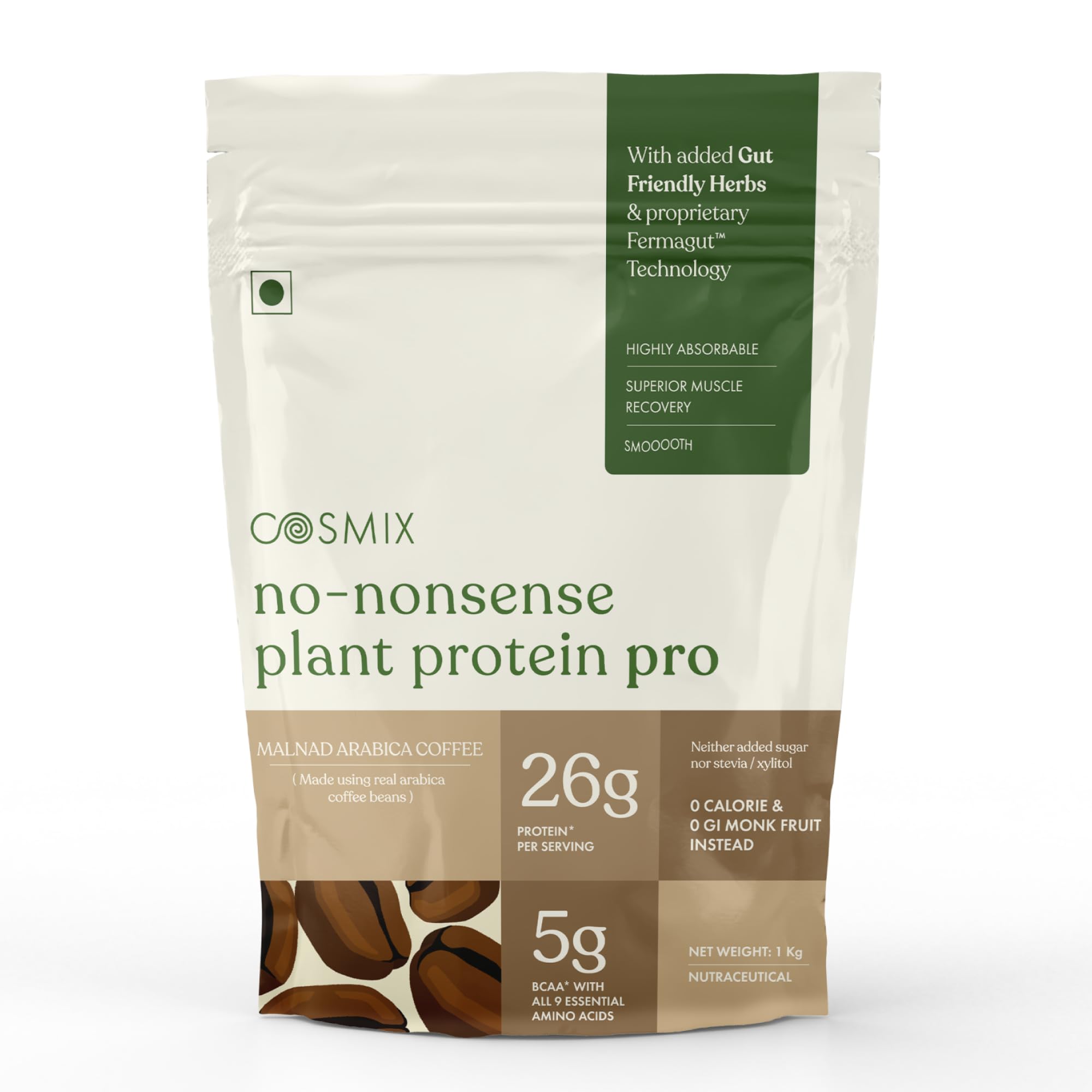 Cosmix No-Nonsense Plant Protein PRO, Vegan Protein Blend Powder with Yeast and Pea Protein, 24g per Serving (56)