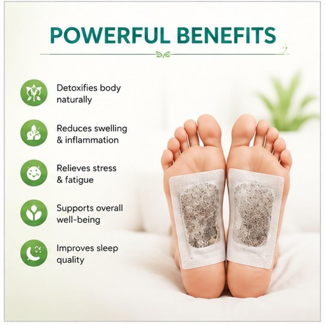 CRAFTARENA Herbal Foot Patches, 10 Pieces, Overnight Shoe Insert Pads for Self-Care Routine - back view