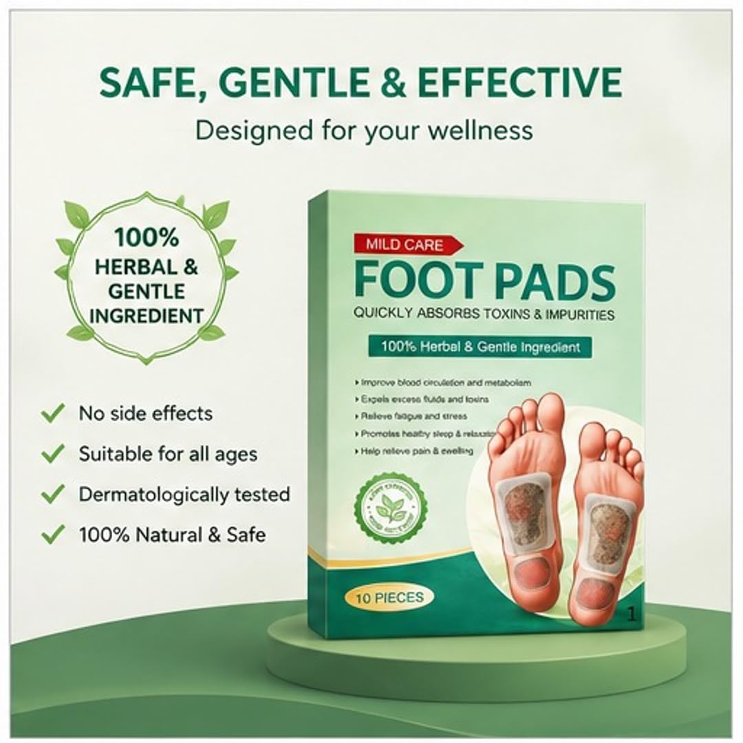 CRAFTARENA Herbal Foot Patches, 10 Pieces, Overnight Shoe Insert Pads for Self-Care Routine - ingredients panel