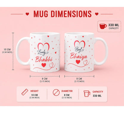 CraftnSector Bhaiya Bhabhi Rakhi Gift Combo, 2 Ceramic Coffee Mugs 350ml, Designer Rakhi with Roli Chawal, Raksha Bandhan Gif
