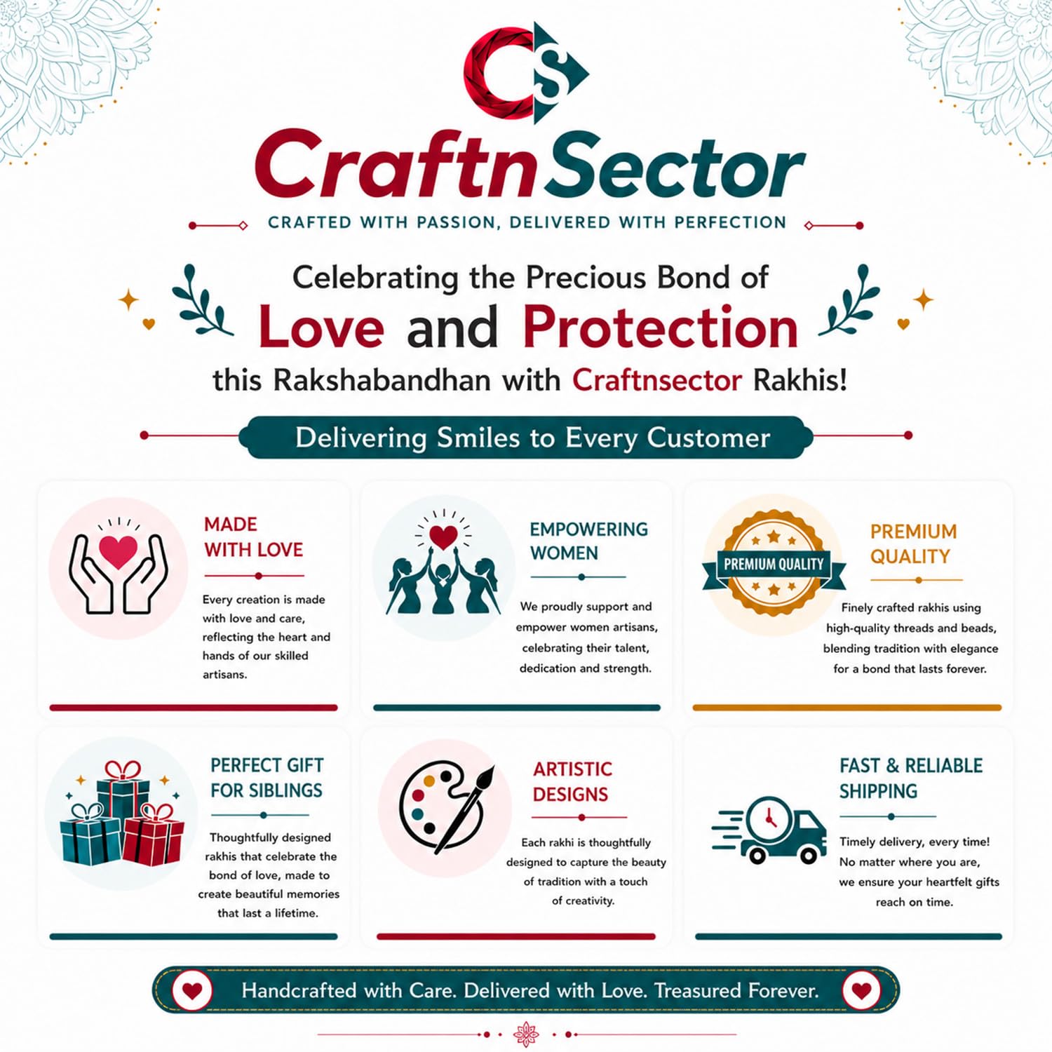 CraftnSector Bhaiya Bhabhi Rakhi Gift Combo, 2 Ceramic Coffee Mugs 350ml, Designer Rakhi with Roli Chawal, Raksha Bandhan Gif