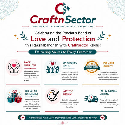 CraftnSector Bhaiya Bhabhi Rakhi Gift Combo, 2 Ceramic Coffee Mugs 350ml, Designer Rakhi with Roli Chawal, Raksha Bandhan Gif