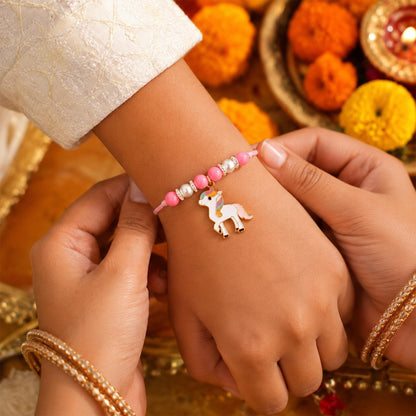 CraftWala Rakhi for Kids, Set of 2 Cute Unicorn and Baby Feet Rakhi for Boys and Girls, Designer Kids Rakhis Set for Brother 