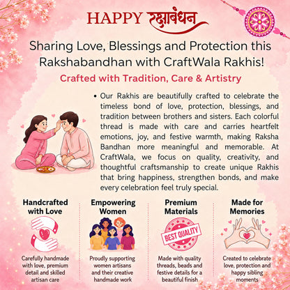 CraftWala Rakhi Gift Combo Set for Bhaiya Bhabhi Kids, Family Rakhi Set of 3 with Lumba Bracelet Rakhi for Bhabhi, Om Trishul