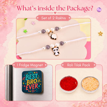 CraftWala Set of 2 Kids Rakhi for Brother | Cute Panda Rakhi for Children Boys & Girls Sister | Raksha Bandhan Rakhi for Kids