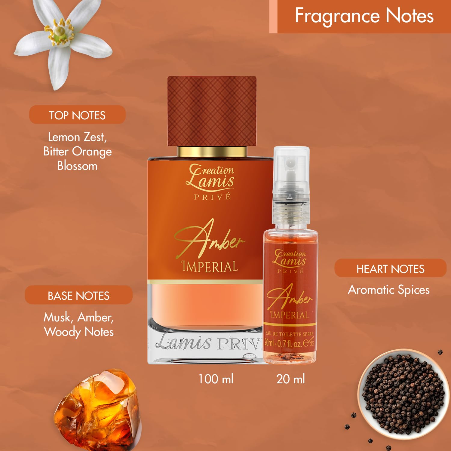 Creation Lamis Privé Amber Imperial Eau de Parfum, 100ml, Unisex Amber Chypre Fragrance - back view (22)