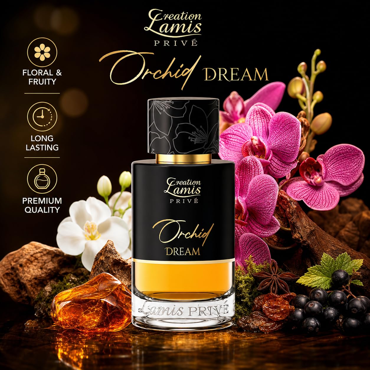 Creation Lamis Privé Amber Imperial Eau de Parfum, 100ml, Unisex Amber Chypre Fragrance - back view (29)