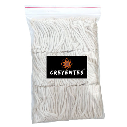 CREYENTES Long Cotton Pooja Batti 2.5 Inch Natural White Cotton Wicks for Diya Puja Aarti