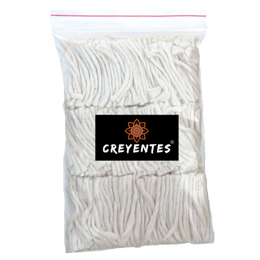 CREYENTES Long Cotton Pooja Batti 2.5 Inch Natural White Cotton Wicks for Diya Puja Aarti