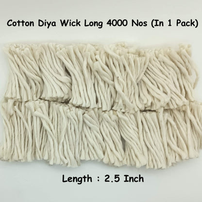 CREYENTES Long Cotton Pooja Batti 2.5 Inch Natural White Cotton Wicks for Diya Puja Aarti - front view (11)