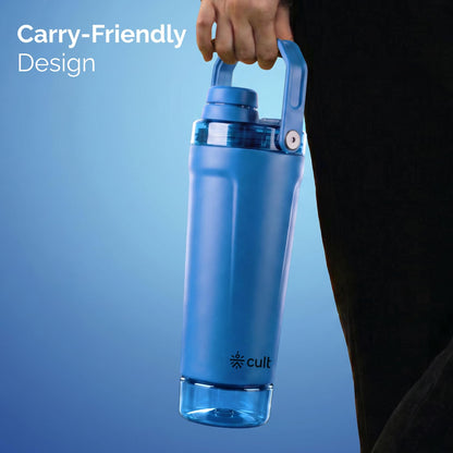 CULT Stainless Steel Shaker Bottle 700ml, Leakproof Lid, Bottom Opener, BPA-Free - label detail (19)