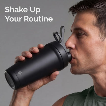 CULT Stainless Steel Shaker Bottle 700ml, Leakproof Lid, Bottom Opener, BPA-Free - front view
