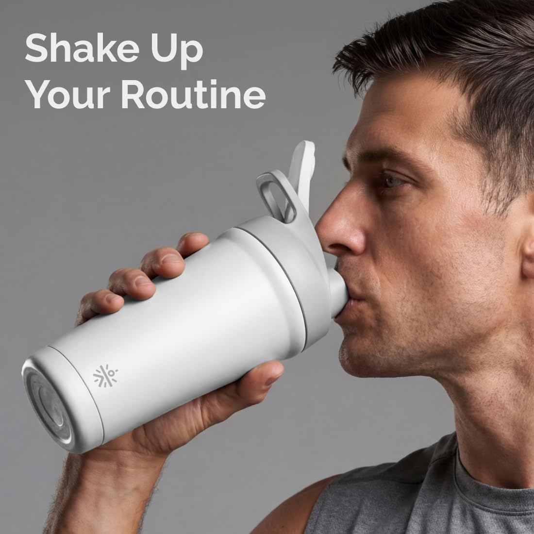 CULT Stainless Steel Shaker Bottle 700ml, Leakproof Lid, Bottom Opener, BPA-Free - back view (26)