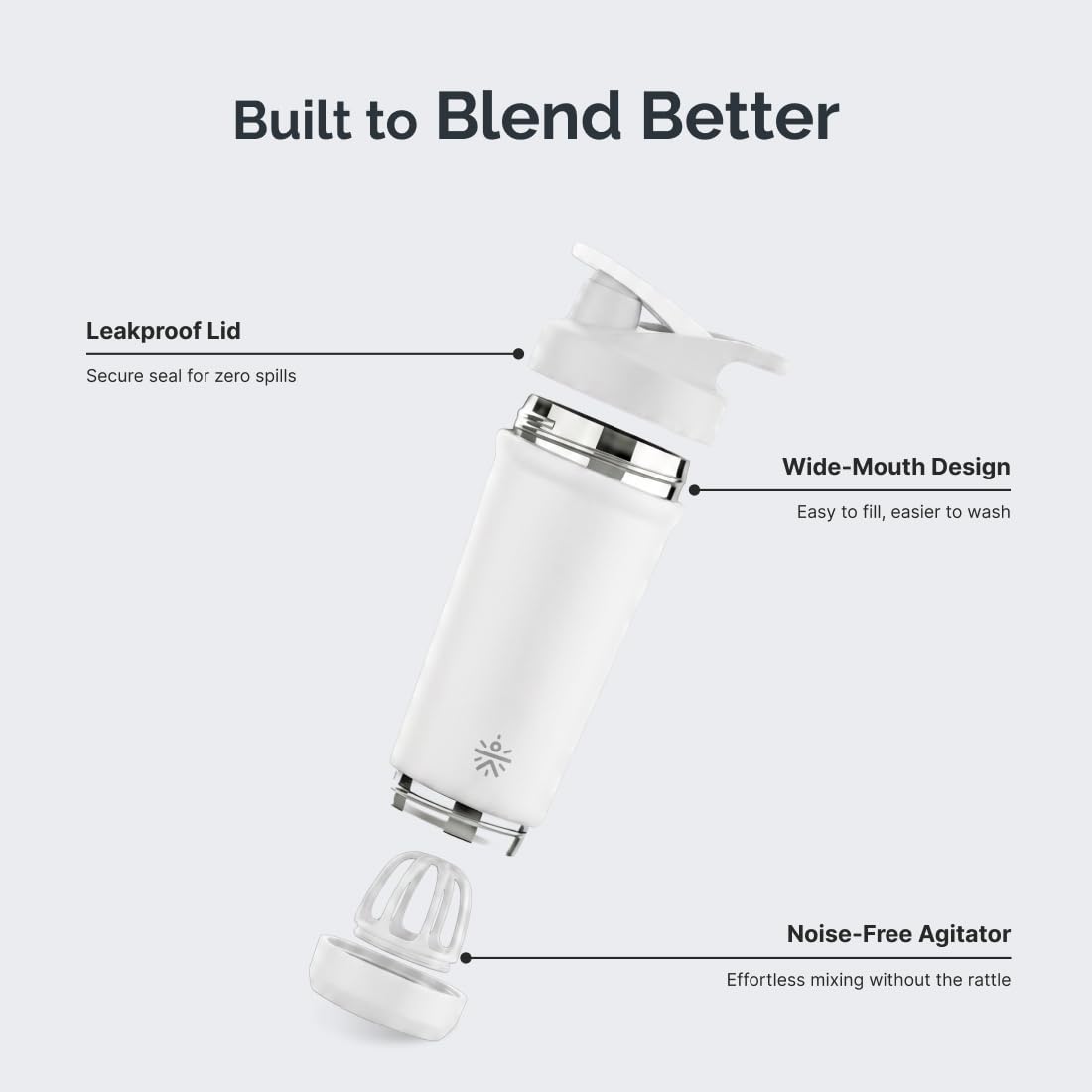 CULT Stainless Steel Shaker Bottle 700ml, Leakproof Lid, Bottom Opener, BPA-Free - label detail (28)