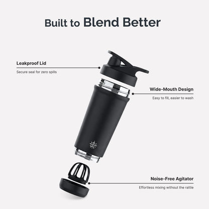 CULT Stainless Steel Shaker Bottle 700ml, Leakproof Lid, Bottom Opener, BPA-Free - back view
