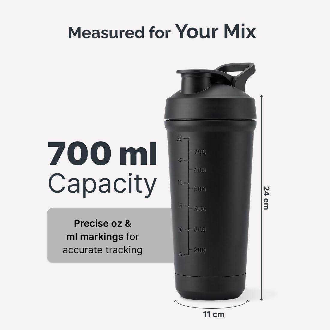 CULT Stainless Steel Shaker Bottle 700ml, Leakproof Lid, Bottom Opener, BPA-Free - label detail