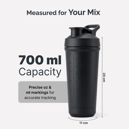 CULT Stainless Steel Shaker Bottle 700ml, Leakproof Lid, Bottom Opener, BPA-Free - label detail
