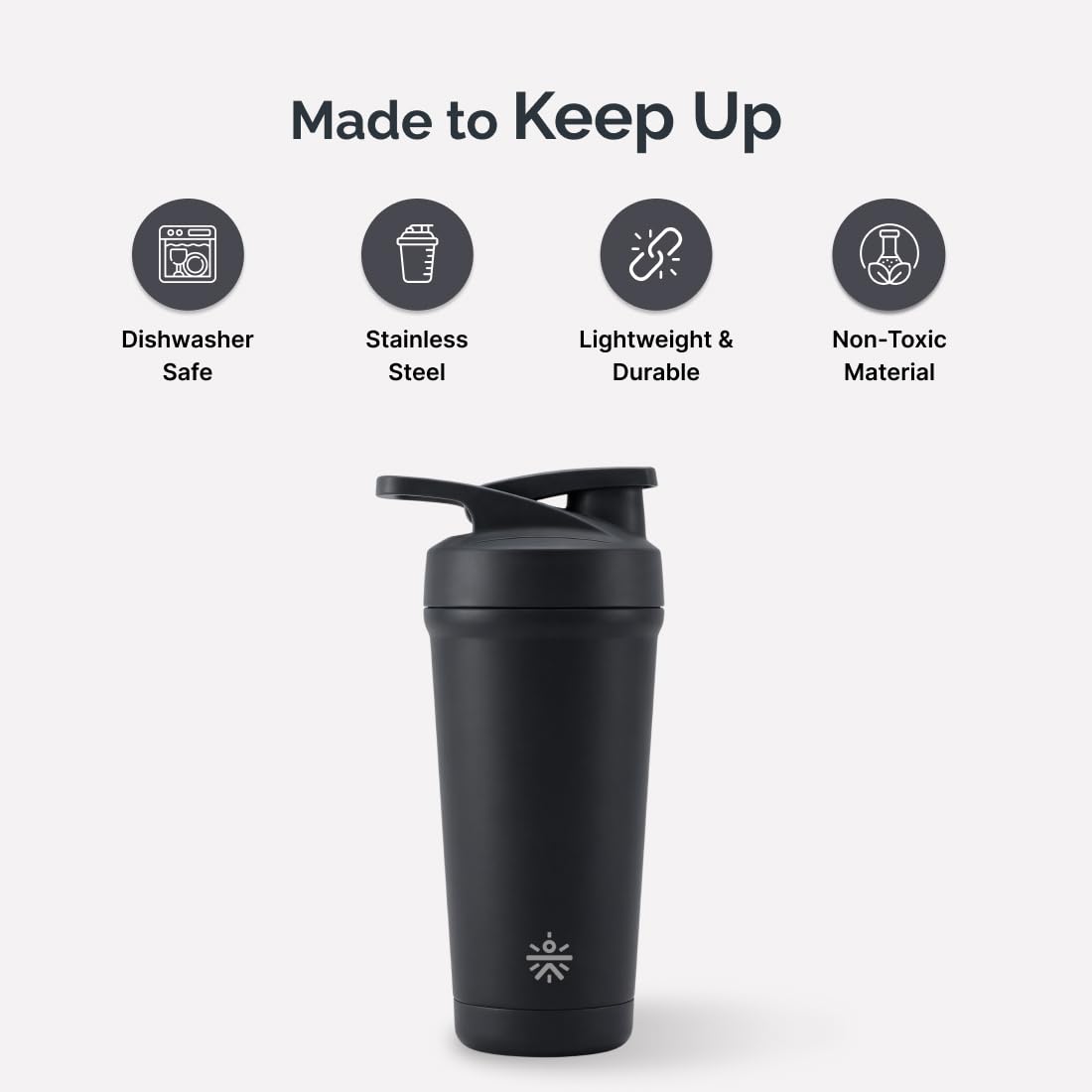 CULT Stainless Steel Shaker Bottle 700ml, Leakproof Lid, Bottom Opener, BPA-Free - ingredients panel