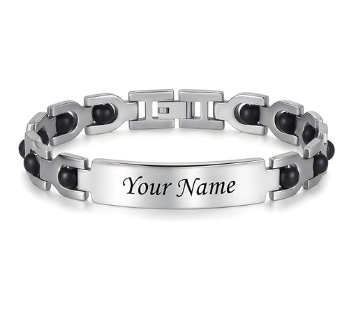 CUSTOMISED INDIA Personalized Karungali Silver Bracelet With Name | Certified Karungali Bracelet for Rakhi | Silver Kada for