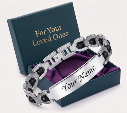 CUSTOMISED INDIA Personalized Karungali Silver Bracelet With Name | Certified Karungali Bracelet for Rakhi | Silver Kada for 