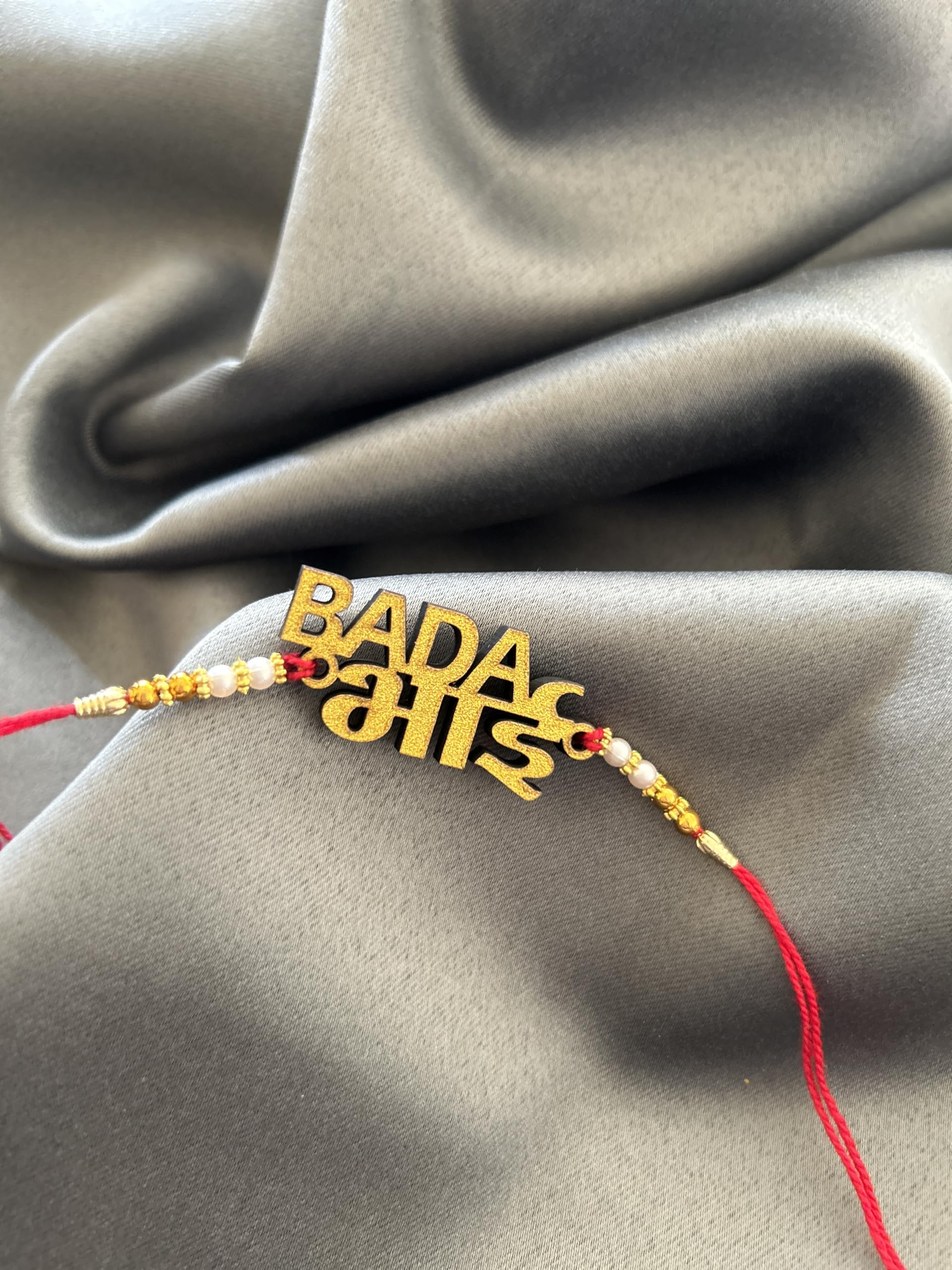 Cute Bro and Bada Bhai Thread Rakhi SET OF 2 - front view