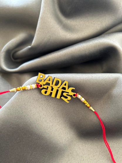 Cute Bro and Bada Bhai Thread Rakhi SET OF 2 - front view
