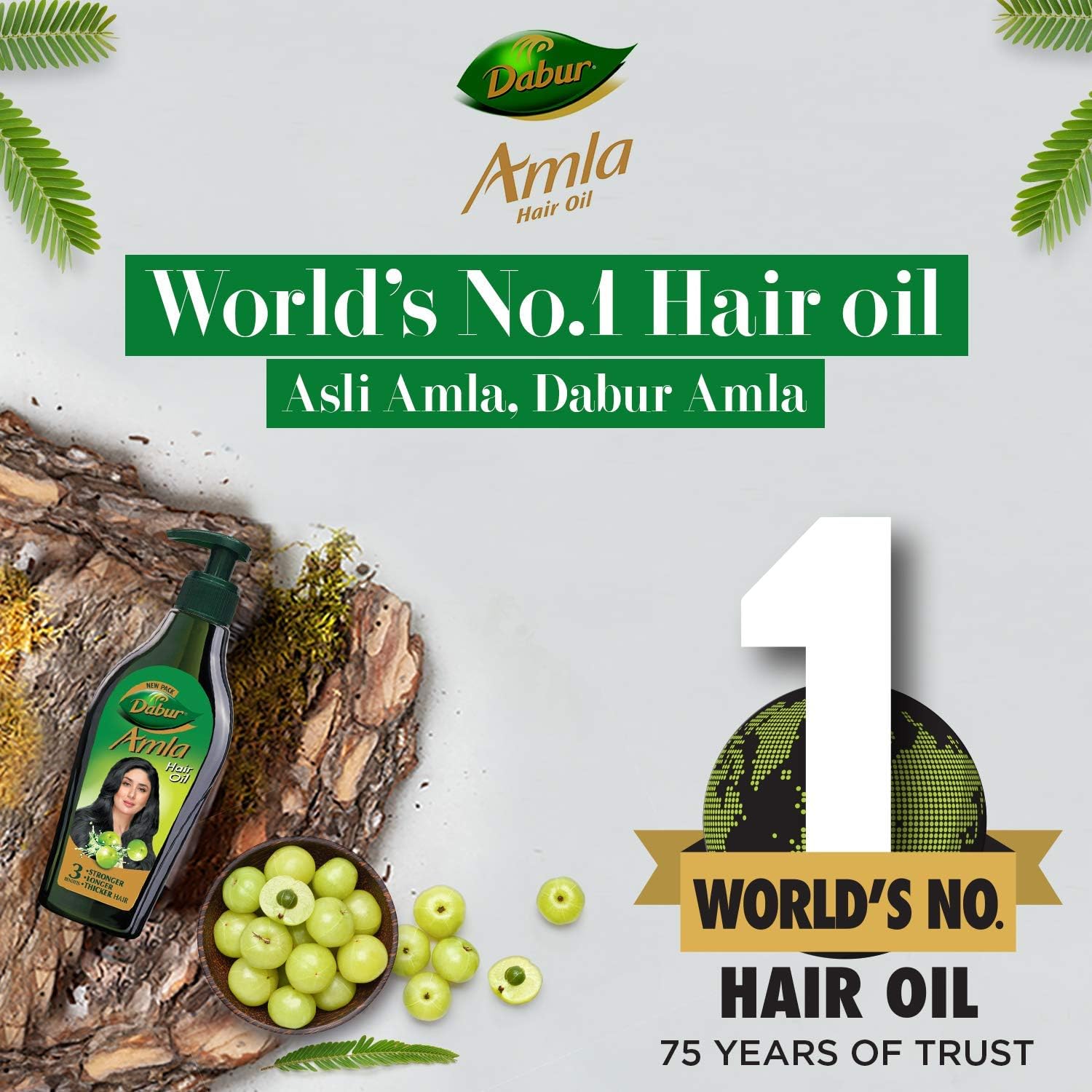 Dabur Amla Hair Oil, Herbal Hair Oil for Traditional Hair Care, 180ml-550ml - front view (17)