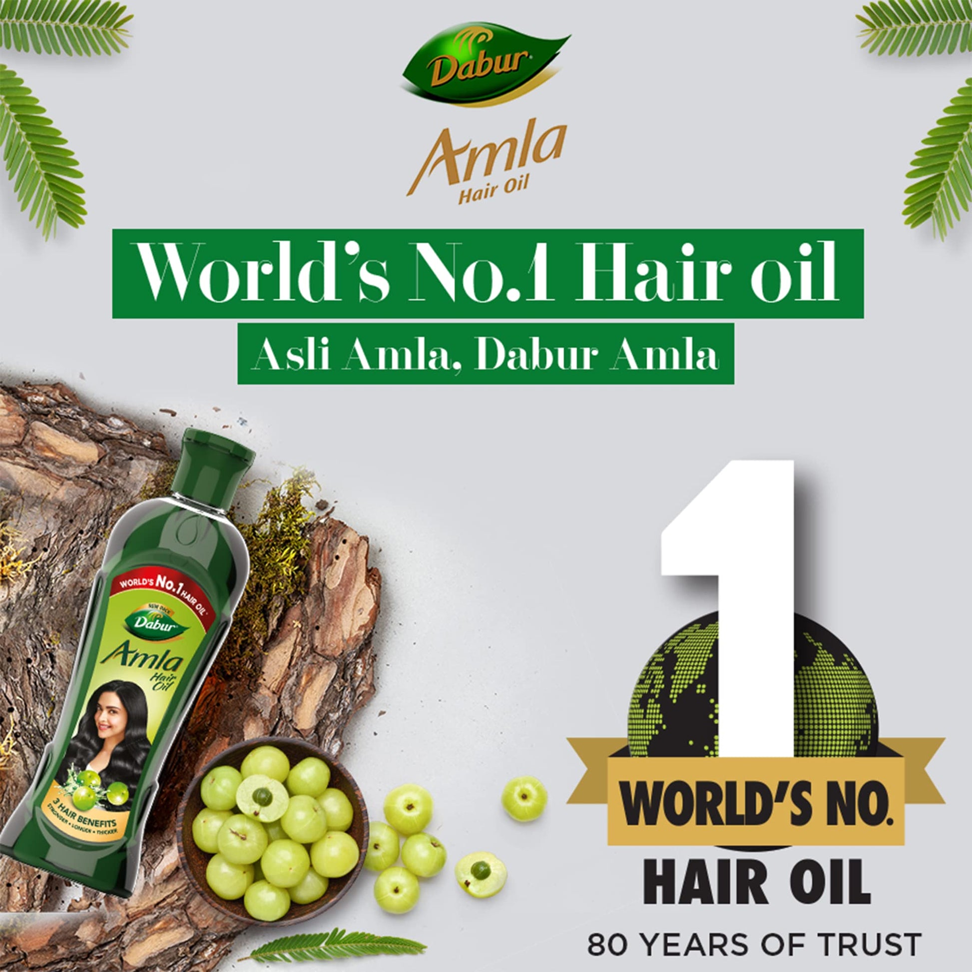 Dabur Amla Hair Oil, Herbal Hair Oil for Traditional Hair Care, 180ml-550ml - front view