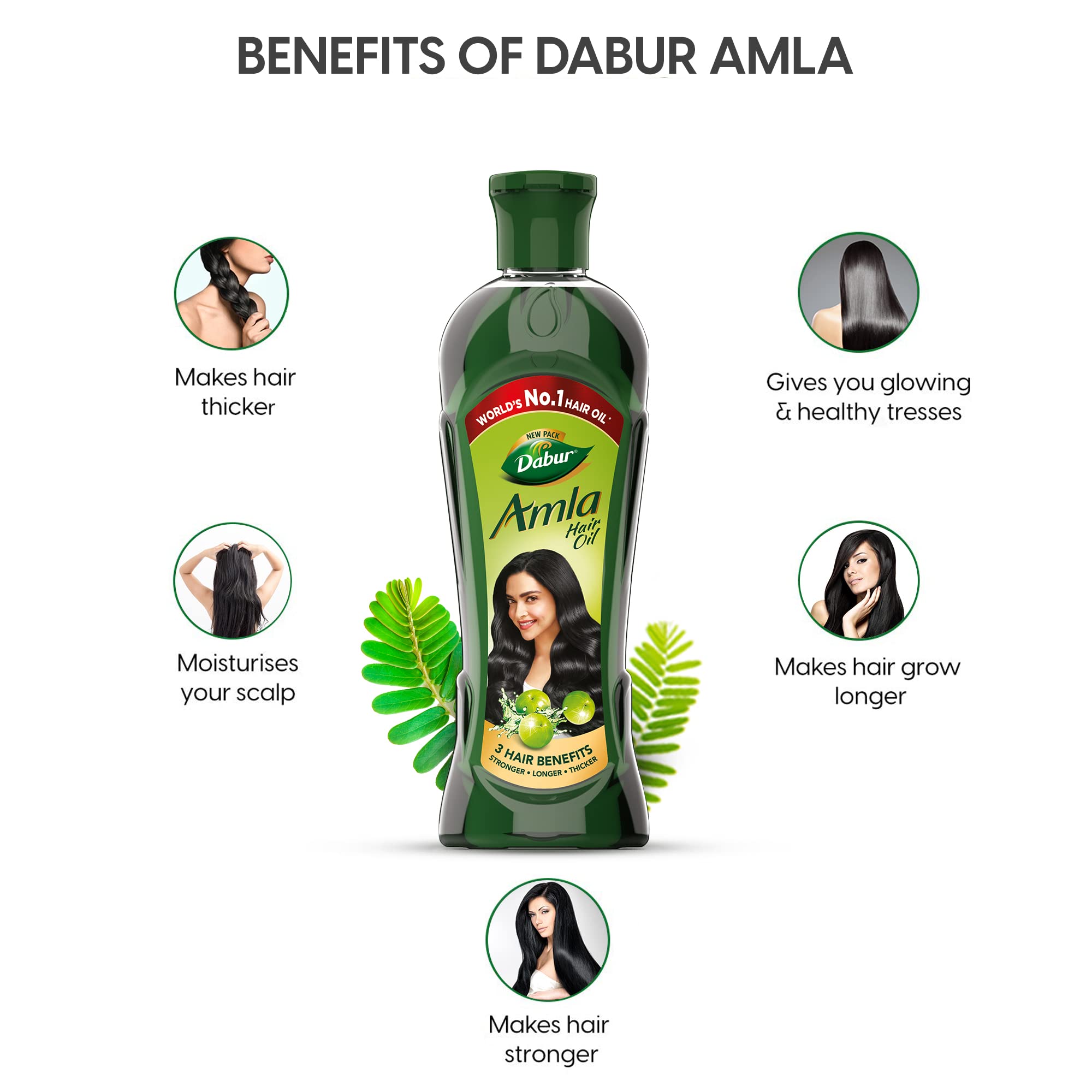 Dabur Amla Hair Oil, Herbal Hair Oil for Traditional Hair Care, 180ml-550ml - back view