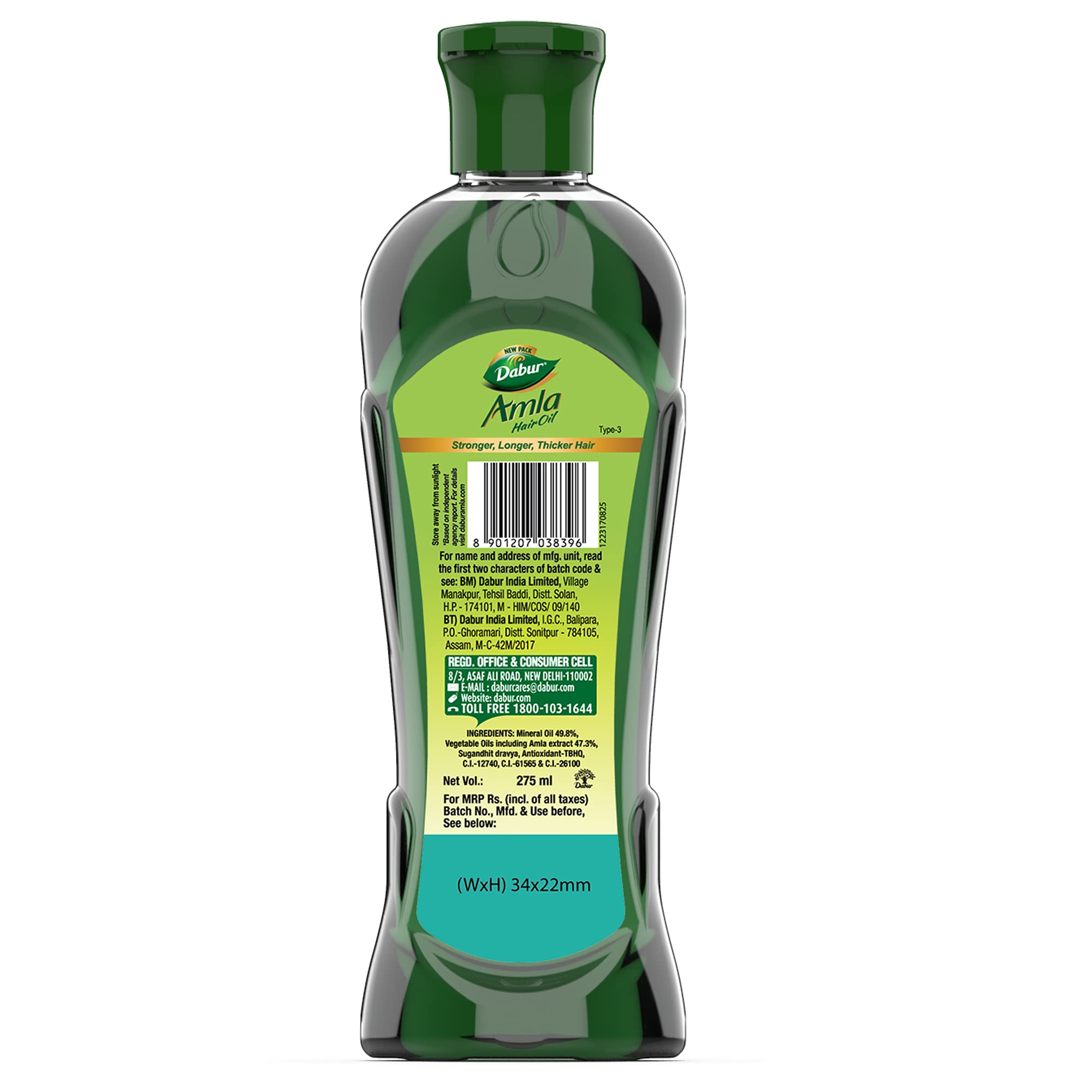 Dabur Amla Hair Oil, Herbal Hair Oil for Traditional Hair Care, 180ml-550ml - ingredients panel (8)